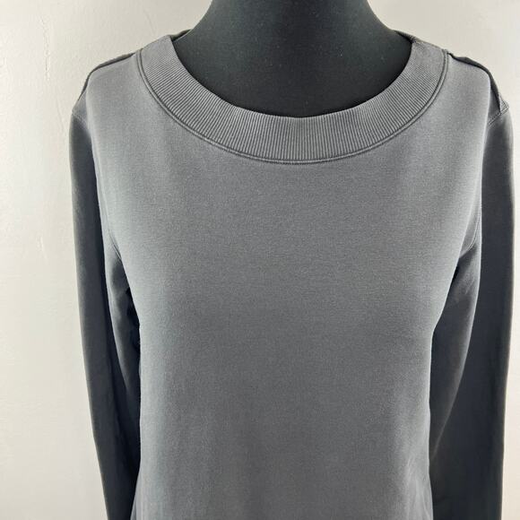 NANCY ROSE Gray Lightning Bolt Top Cotton Side Slit Crew Neck Performance Size 4 - Picture 4 of 10